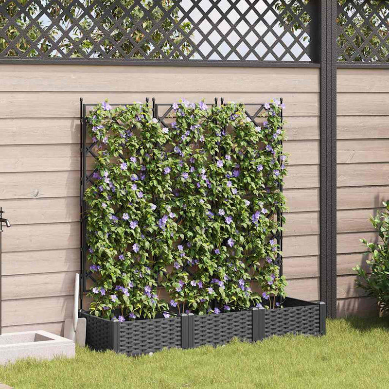 ギャラリービューアに画像をロードする, Vidaxl tuin bloempot 3 pcs zwart 120 x 40 x 125,5 cm staal
