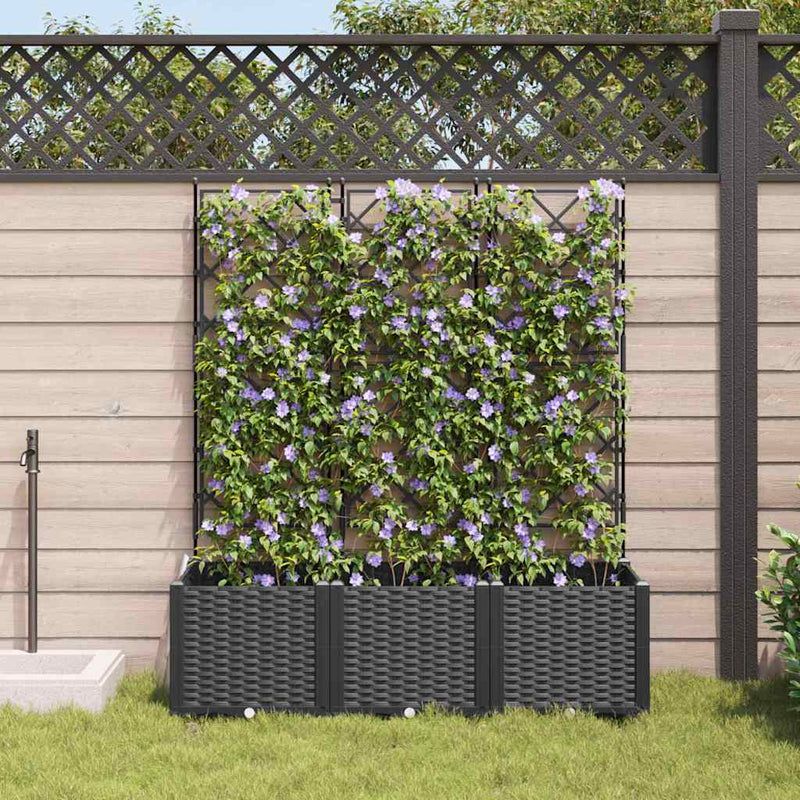 Afbeelding laden in galerijviewer, Vidaxl tuin bloempot 3 pcs zwart 120 x 40 x 143 cm staal
