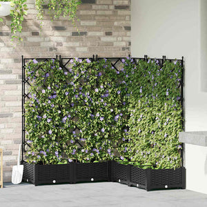 Vidaxl tuin bloempot 5 pcs zwart 120 x 120 x 125,5 cm staal