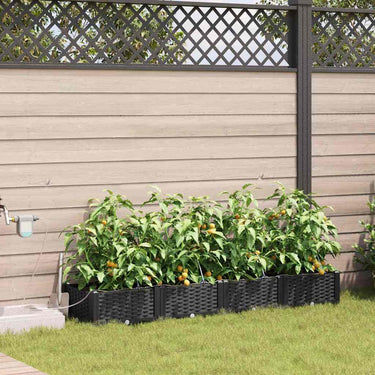 Vidaxl tuin bloempot 4 pcs zwart staal