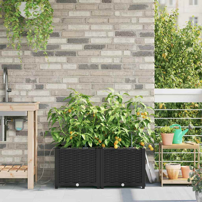 ギャラリービューアに画像をロードする, Vidaxl tuin bloempot 2 pcs zwart staal
