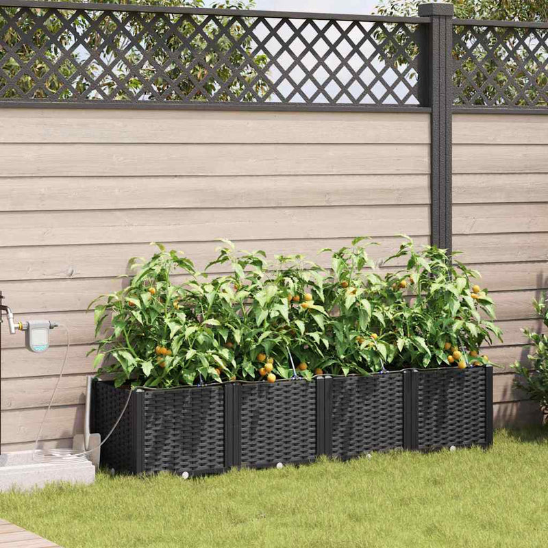 Afbeelding laden in galerijviewer, Vidaxl tuin bloempot 4 pcs zwart staal

