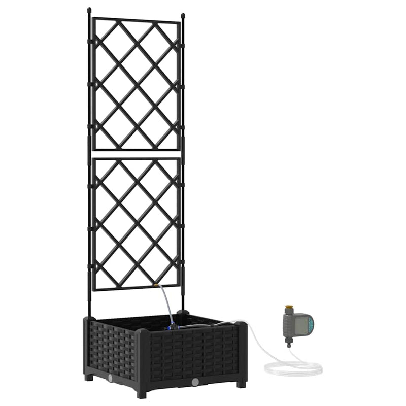 Afbeelding laden in galerijviewer, Vidaxl tuin bloempot zwart 40 x 40 x 126 cm staal
