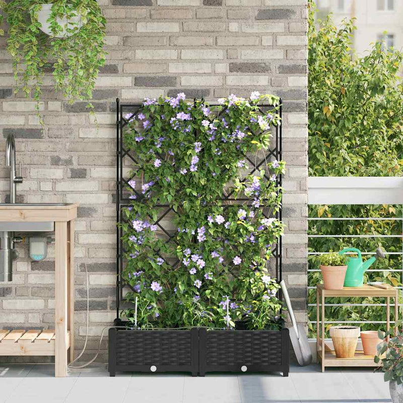 Chargez l'image dans la visionneuse de la galerie, Vidaxl tuin bloempot 2 pcs zwart staal
