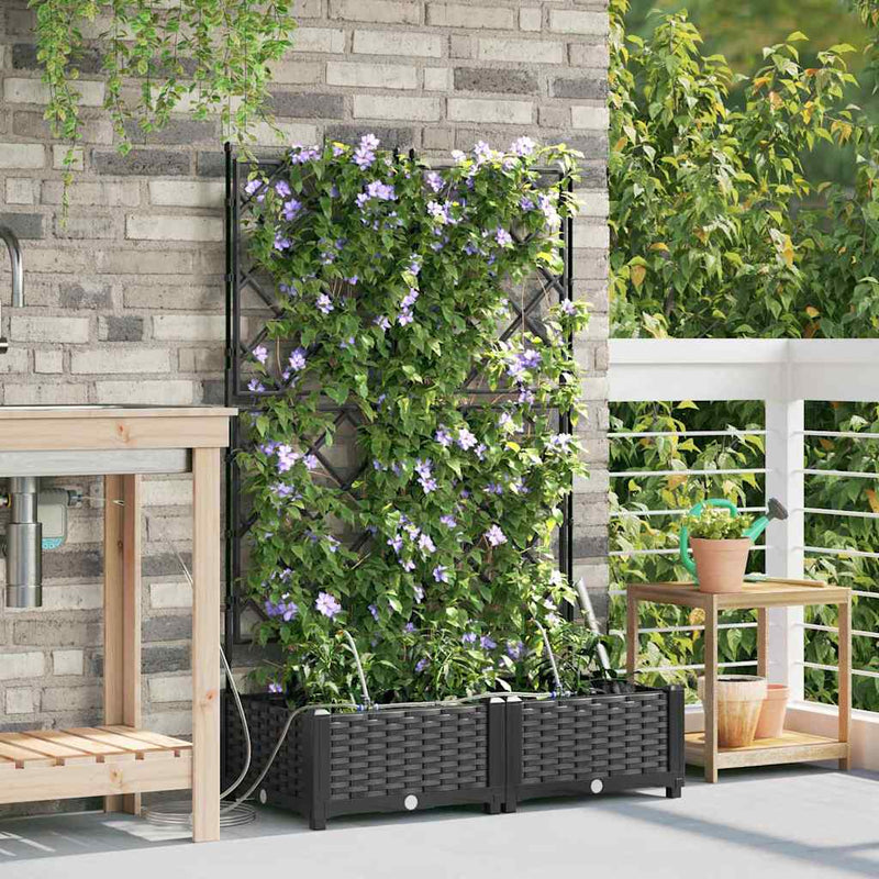 Chargez l'image dans la visionneuse de la galerie, Vidaxl tuin bloempot 2 pcs zwart staal
