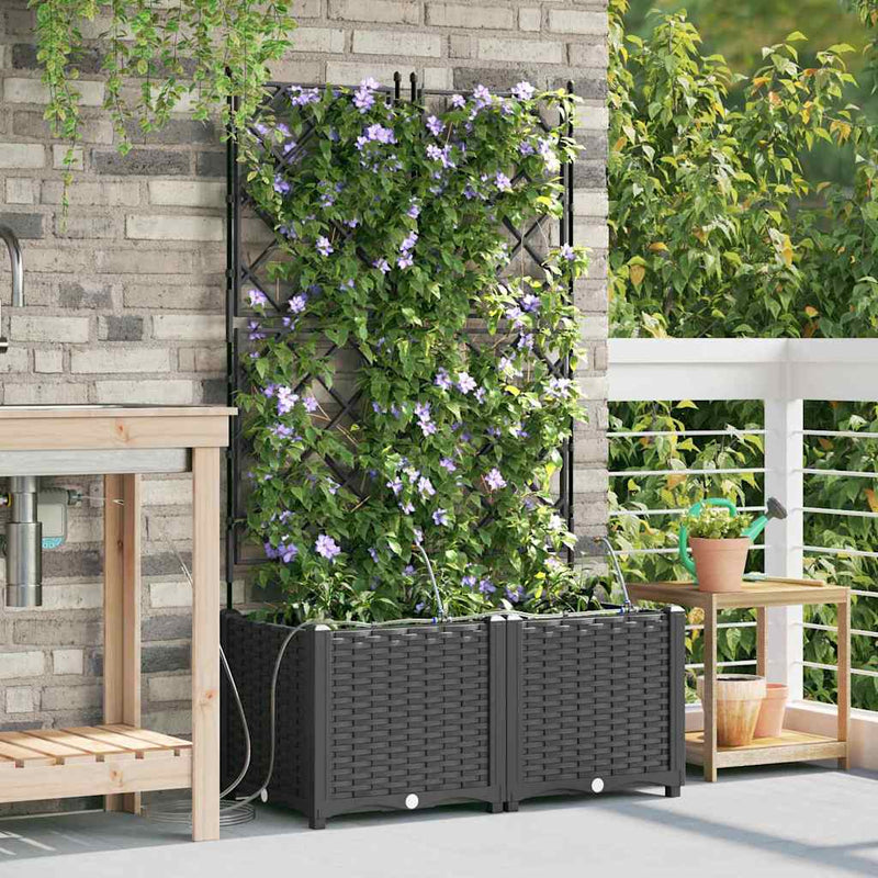 ギャラリービューアに画像をロードする, Vidaxl tuin bloempot 2 pcs zwart staal
