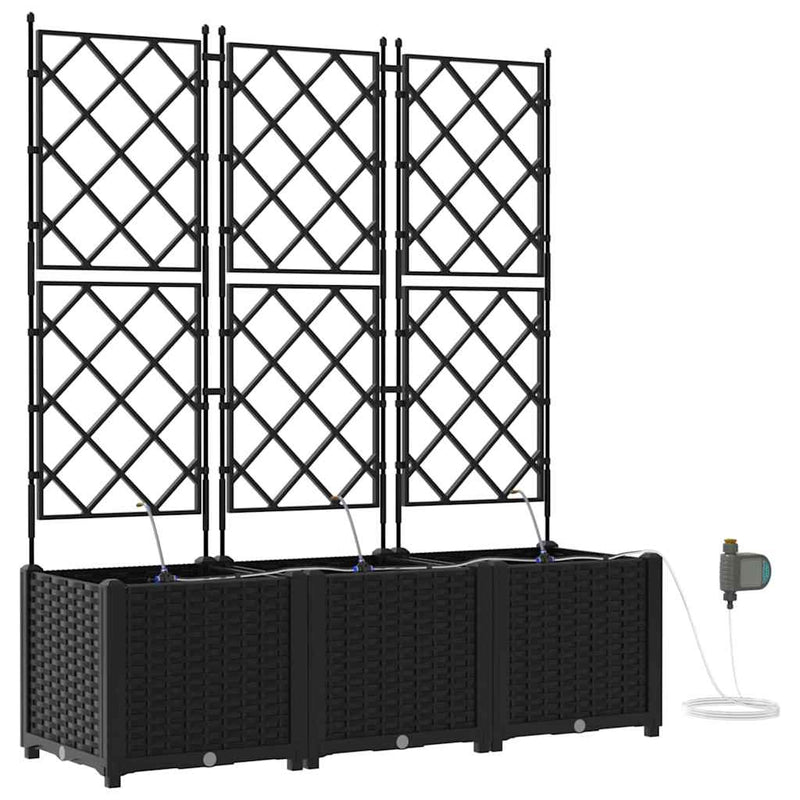 Chargez l'image dans la visionneuse de la galerie, Vidaxl tuin bloempot 3 pcs zwart staal
