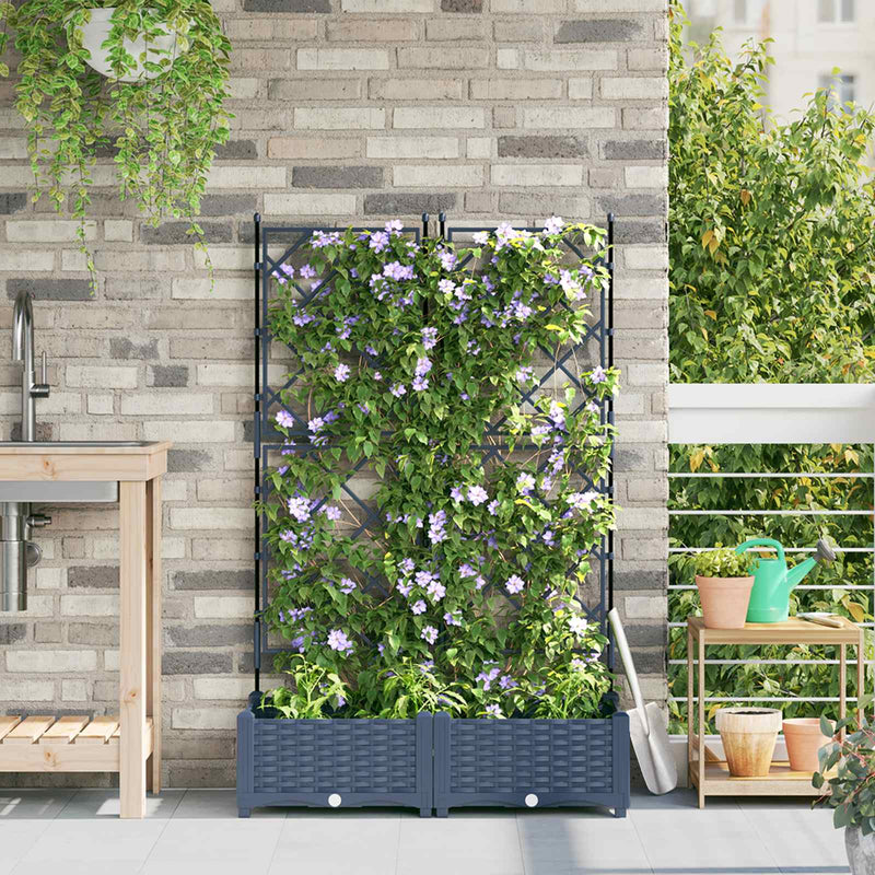 Afbeelding laden in galerijviewer, Vidaxl tuin bloempot 2 pcs grijs 80 x 40 x 125,5 cm staal
