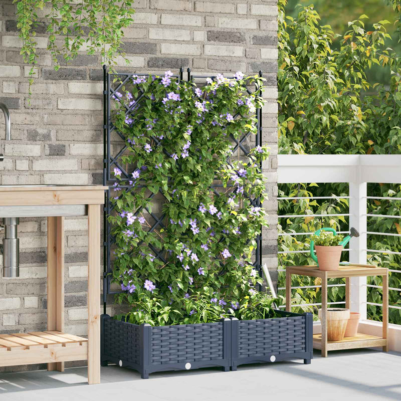 Afbeelding laden in galerijviewer, Vidaxl tuin bloempot 2 pcs grijs 80 x 40 x 125,5 cm staal
