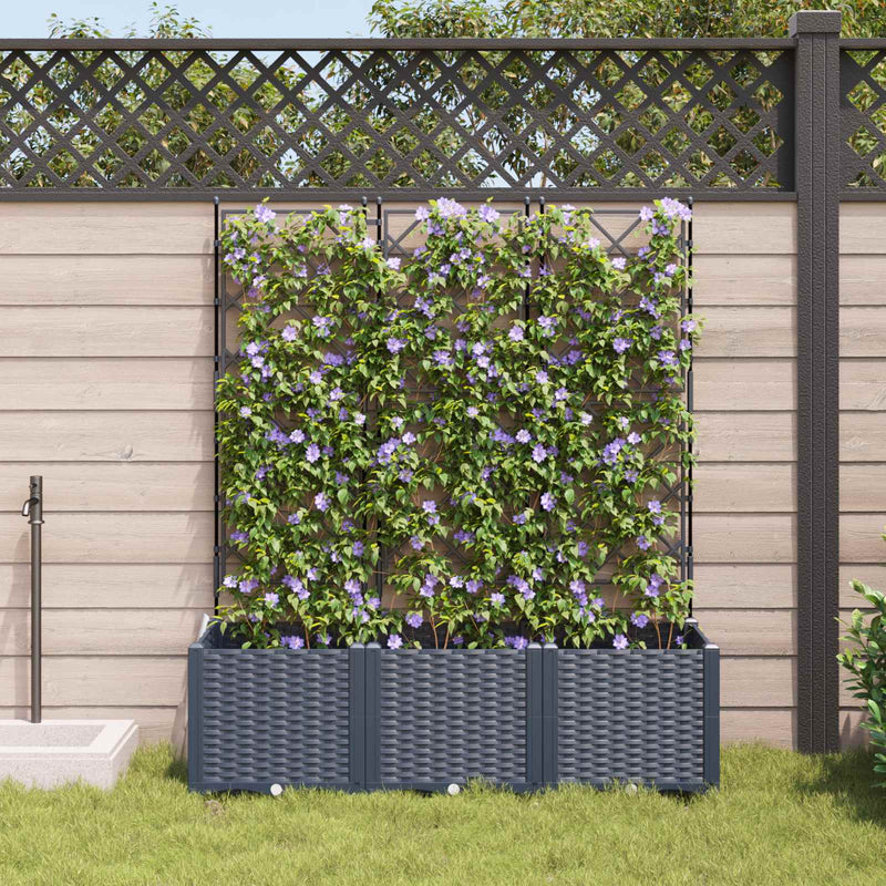 Chargez l'image dans la visionneuse de la galerie, Vidaxl tuin bloempot 3 pcs grijs 120 x 40 x 143 cm staal
