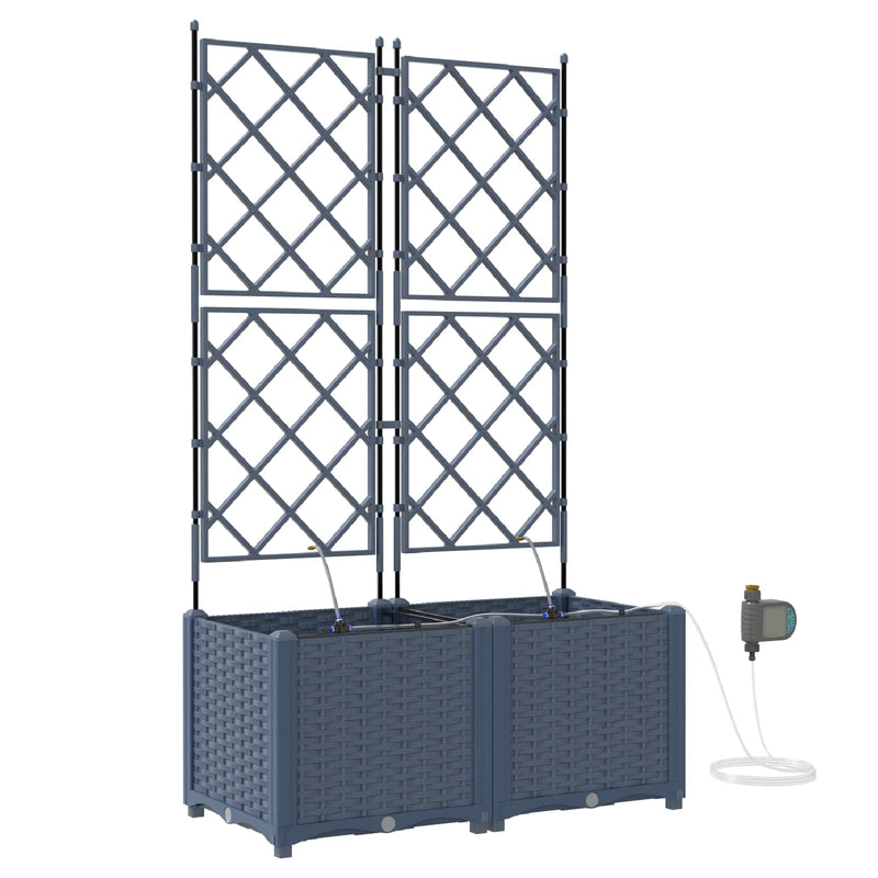 Afbeelding laden in galerijviewer, Vidaxl tuin bloempot 2 pcs grijs 120 x 120 x 142 cm staal
