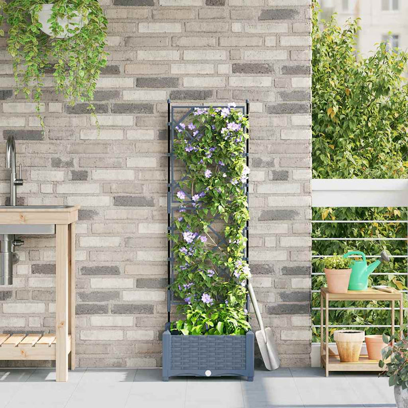 Afbeelding laden in galerijviewer, Vidaxl tuin bloempot licht grijs 40 x 40 x 125,5 cm staal
