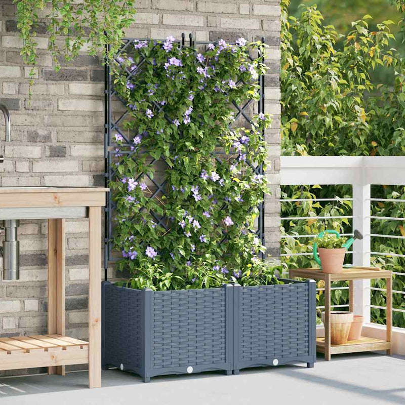 ギャラリービューアに画像をロードする, Vidaxl tuin bloempot 2 pcs licht grijs 80 x 40 x 143 cm staal
