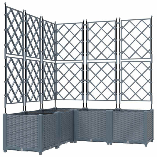 Vidaxl tuin bloempot 5 pcs licht grijs 120 x 120 x 143 cm staal