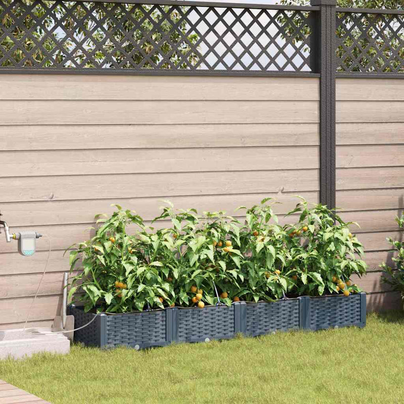 ギャラリービューアに画像をロードする, Vidaxl tuin bloempot 4 pcs licht grijs staal
