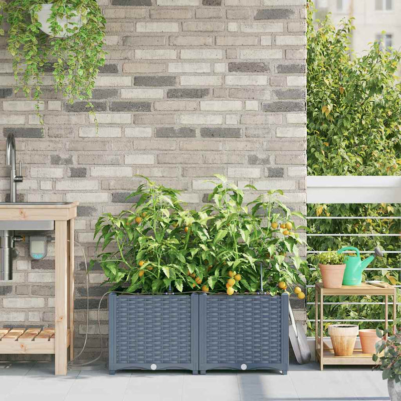 ギャラリービューアに画像をロードする, Vidaxl tuin bloempot 2 pcs licht grijs staal
