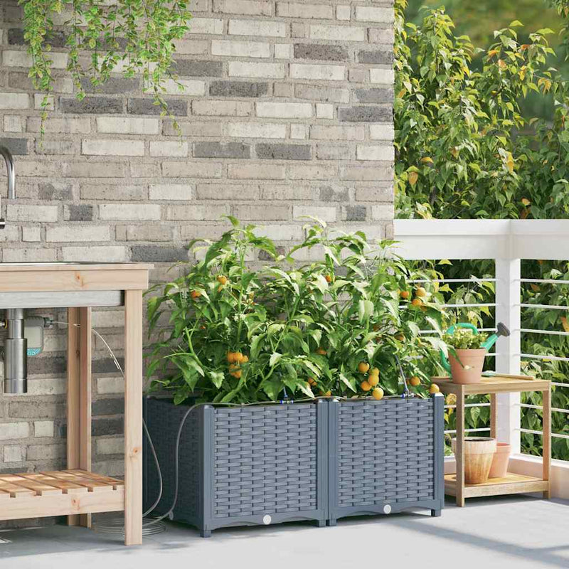 ギャラリービューアに画像をロードする, Vidaxl tuin bloempot 2 pcs licht grijs staal

