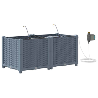Vidaxl tuin bloempot 2 pcs licht grijs staal