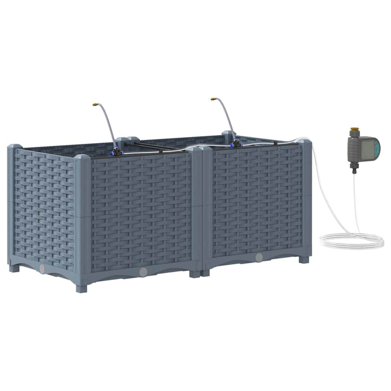 ギャラリービューアに画像をロードする, Vidaxl tuin bloempot 2 pcs licht grijs staal
