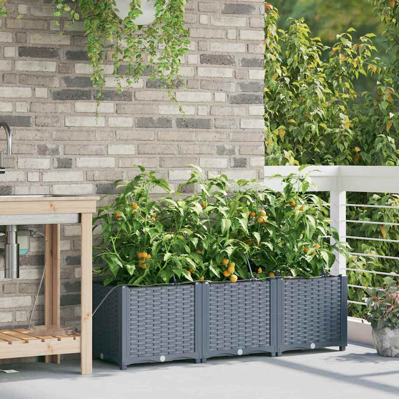 ギャラリービューアに画像をロードする, Vidaxl tuin bloempot 3 pcs licht grijs staal
