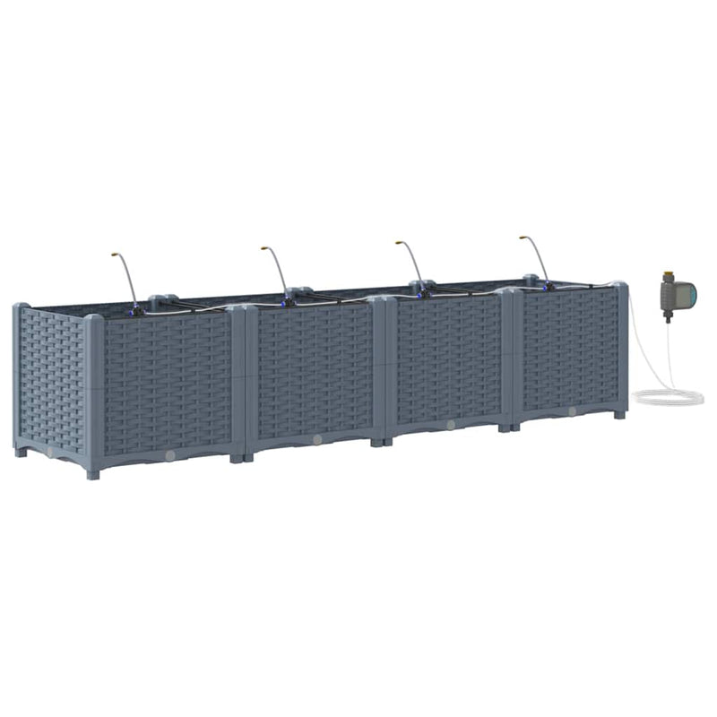 Chargez l'image dans la visionneuse de la galerie, Vidaxl tuin bloempot 4 pcs licht grijs staal
