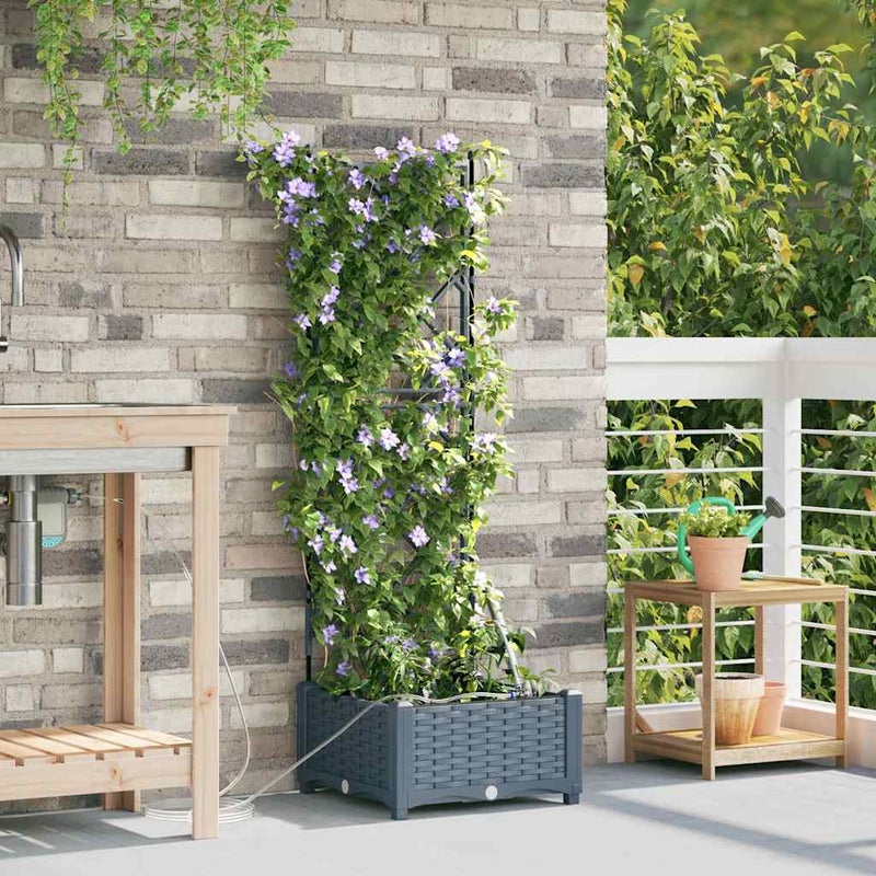 Afbeelding laden in galerijviewer, Vidaxl tuin bloempot licht grijs 40 x 40 x 126 cm staal
