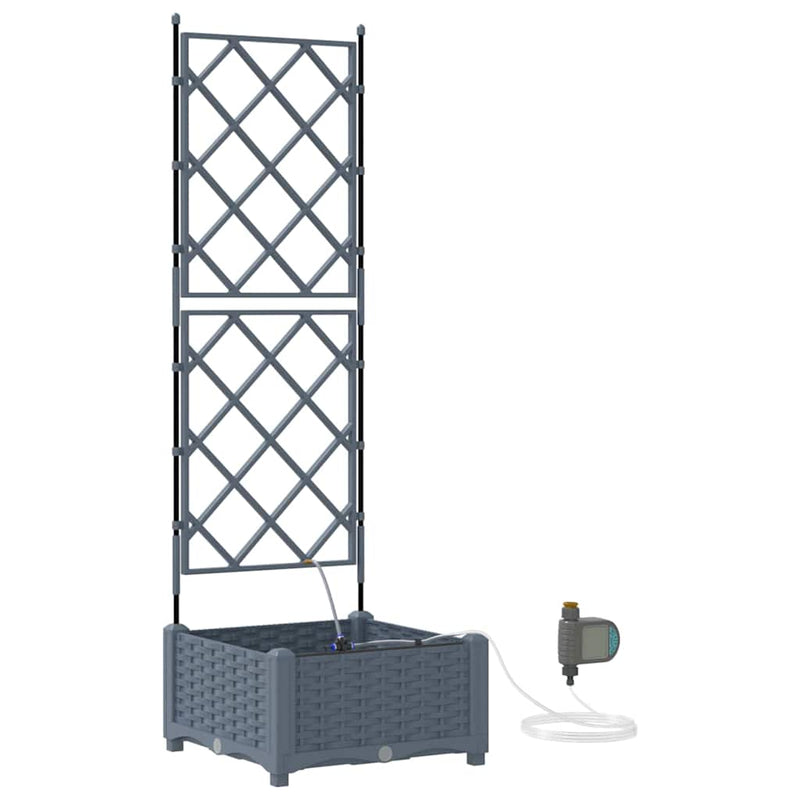 Afbeelding laden in galerijviewer, Vidaxl tuin bloempot licht grijs 40 x 40 x 126 cm staal
