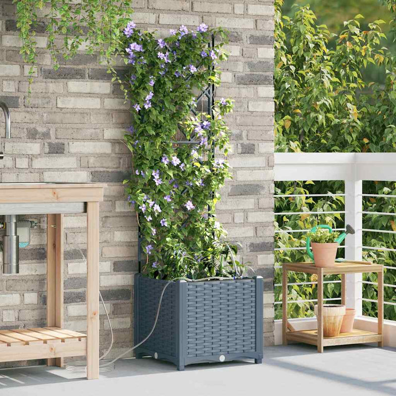 Chargez l'image dans la visionneuse de la galerie, Vidaxl tuin bloempot 2 pcs licht grijs staal
