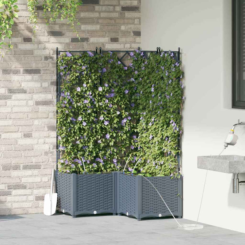 Chargez l'image dans la visionneuse de la galerie, Vidaxl tuin bloempot 3 pcs licht grijs staal
