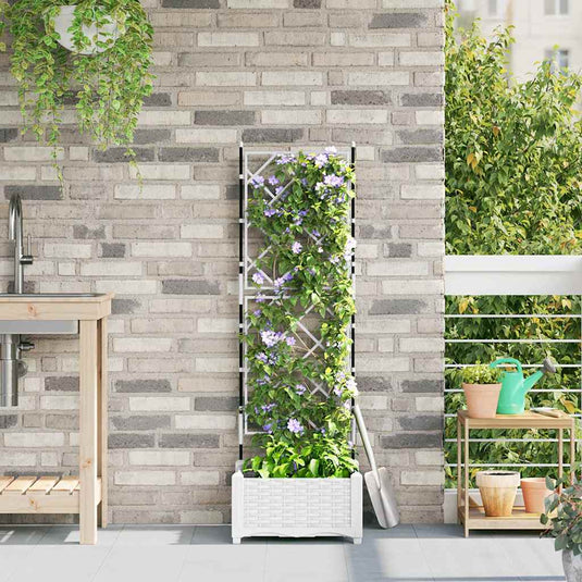 Vidaxl tuin bloempot wit 40 x 40 x 125,5 cm staal