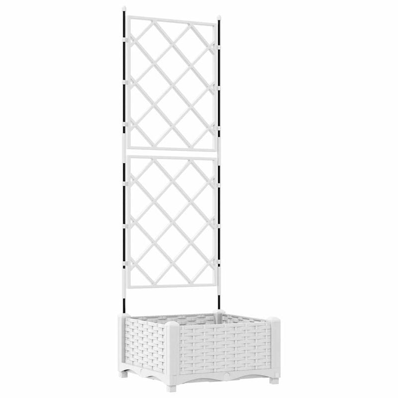 Afbeelding laden in galerijviewer, Vidaxl tuin bloempot wit 40 x 40 x 125,5 cm staal
