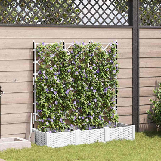 Vidaxl tuin bloempot 3 pcs wit 120 x 40 x 125,5 cm staal