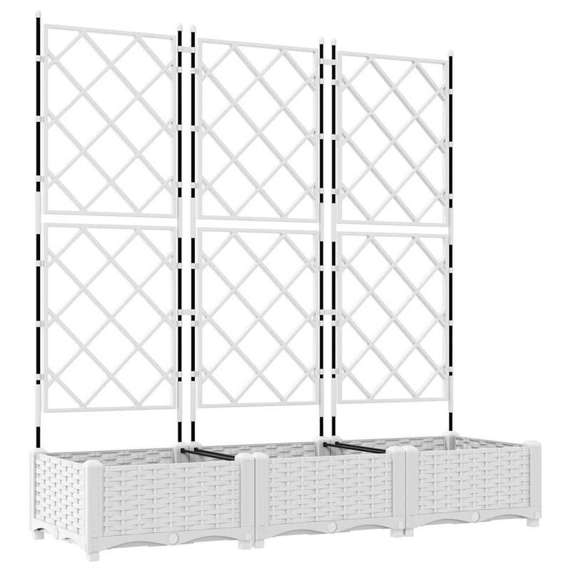 Afbeelding laden in galerijviewer, Vidaxl tuin bloempot 3 pcs wit 120 x 40 x 125,5 cm staal

