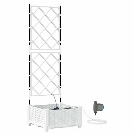 Vidaxl tuin bloempot wit 40 x 40 x 126 cm staal
