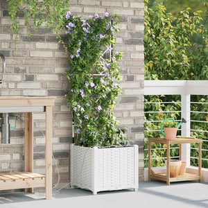 Vidaxl tuin bloempot wit 40 x 40 x 142 cm staal