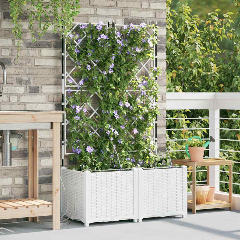 Afbeelding laden in galerijviewer, Vidaxl tuin bloempot 2 pcs wit staal

