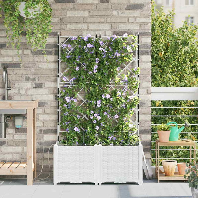 Afbeelding laden in galerijviewer, Vidaxl tuin bloempot 2 pcs wit staal
