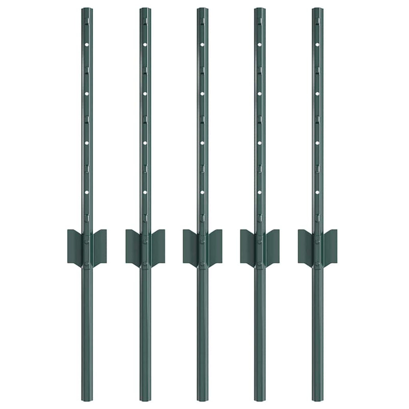 Afbeelding laden in galerijviewer, Vidaxl afrasteringspaal 5 pcs groen 80 cm staal
