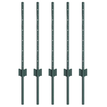 Vidaxl afrasteringspaal 5 pcs groen 100 cm staal