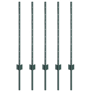 Vidaxl afrasteringspaal 5 pcs groen 120 cm staal