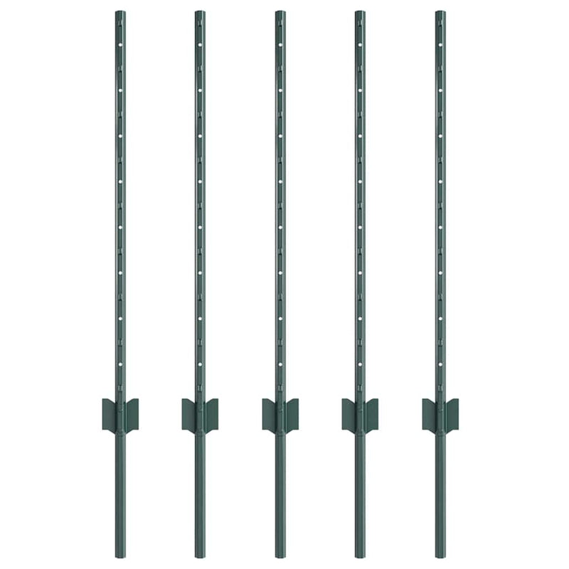 Afbeelding laden in galerijviewer, Vidaxl afrasteringspaal 5 pcs groen 120 cm staal
