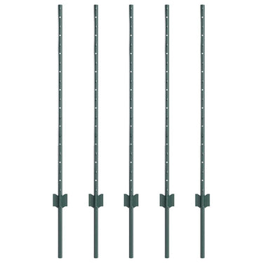 Vidaxl afrasteringspaal 5 pcs groen 140 cm staal