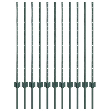 Vidaxl afrasteringspaal 11 pcs groen 100 cm staal