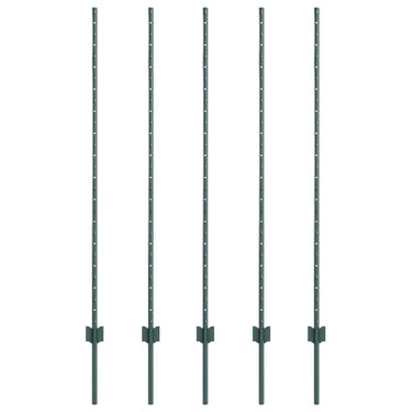 Vidaxl afrasteringspaal 5 pcs groen 140 cm staal