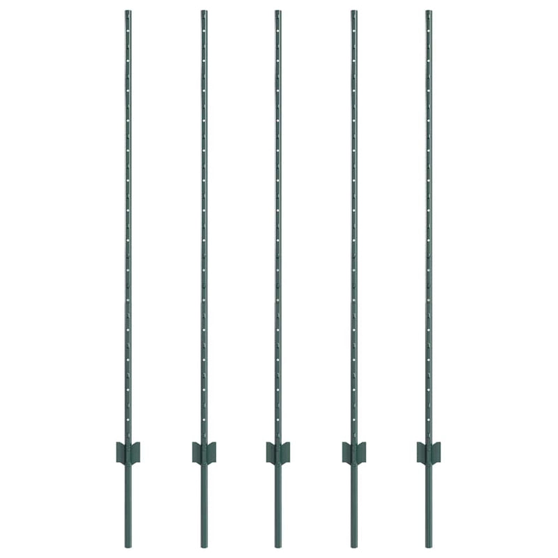 Afbeelding laden in galerijviewer, Vidaxl afrasteringspaal 5 pcs groen 140 cm staal
