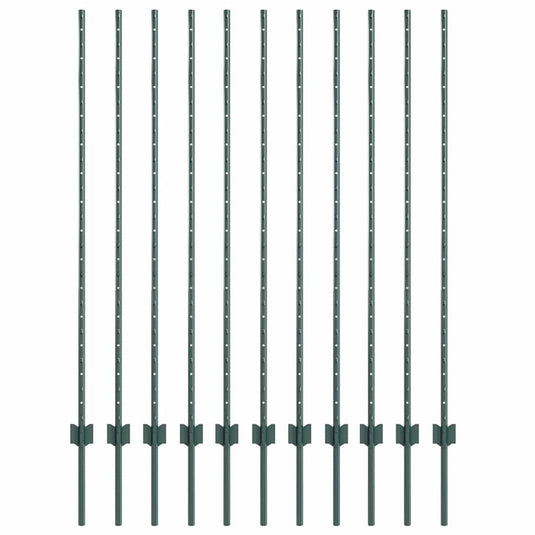 Vidaxl afrasteringspaal 11 pcs groen 140 cm staal