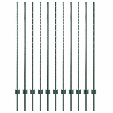 Vidaxl afrasteringspaal 11 pcs groen 140 cm staal
