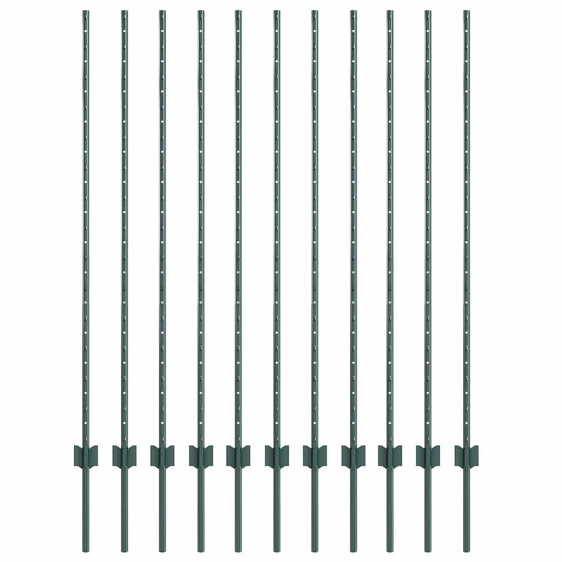 Chargez l'image dans la visionneuse de la galerie, Vidaxl afrasteringspaal 11 pcs groen 140 cm staal
