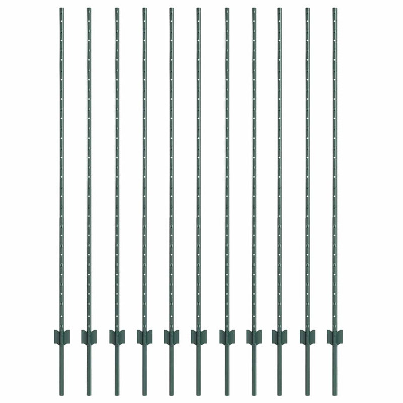 Chargez l'image dans la visionneuse de la galerie, Vidaxl afrasteringspaal 11 pcs groen 150 cm staal
