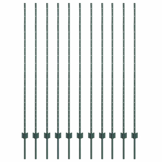 Vidaxl afrasteringspaal 11 pcs groen 160 cm staal